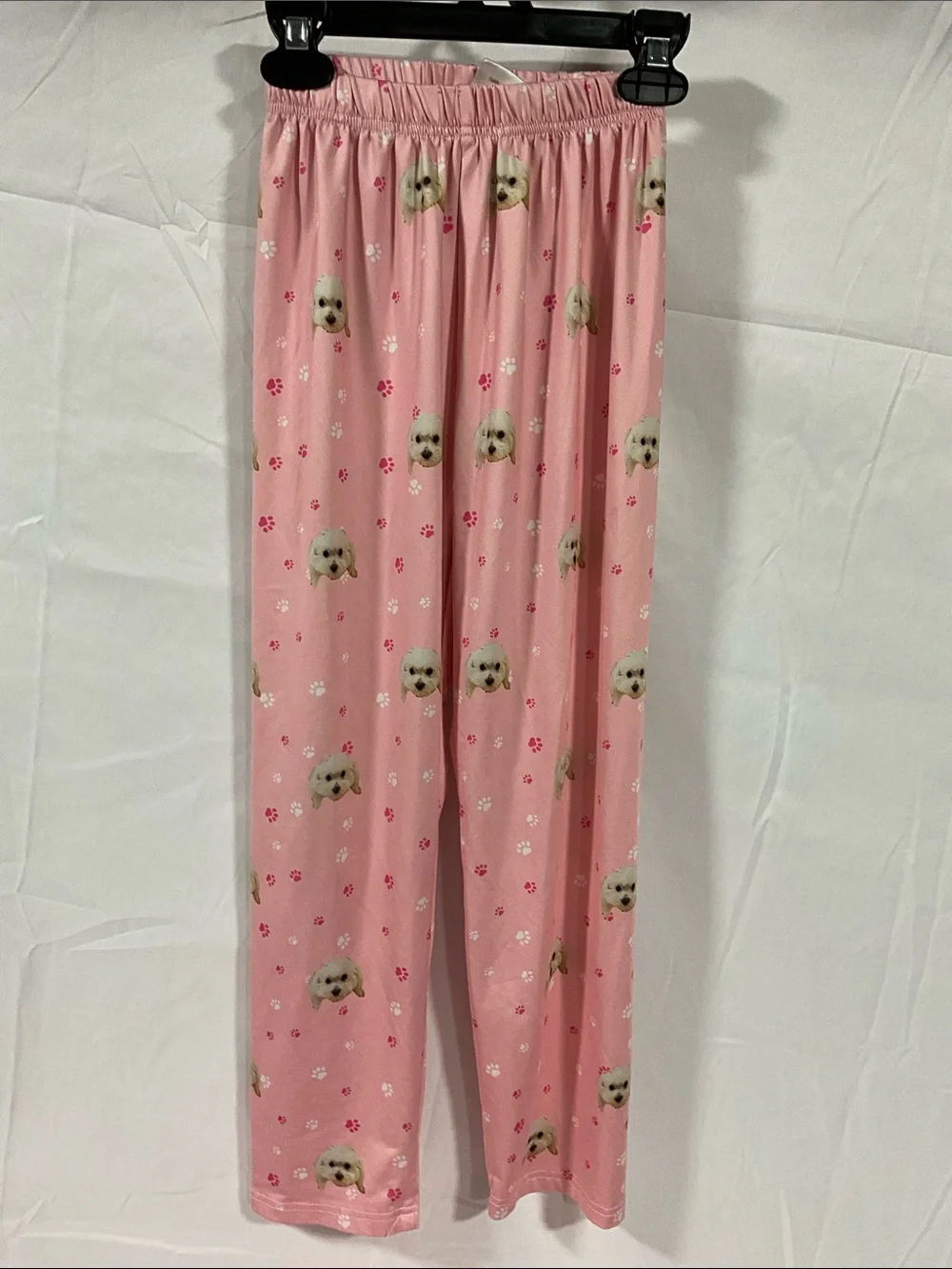 Girls Pink Puppy Print Satin Pajama Set Size 8–9 Years Long Sleeve Matching PJs